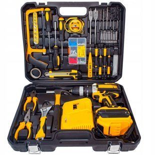 Шуруповерт з великим набором інструментів Electric Drill Set &bull; Акумуляторний ударний шуруповерт 24V 5Ah з набором інструментів 56314 фото